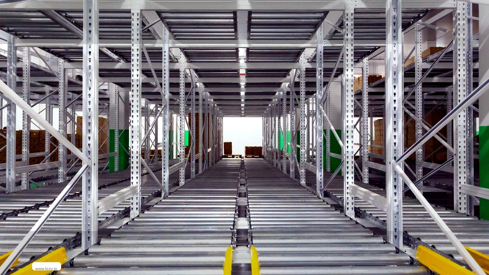 Racking corridor inside Lozy's commercial and 3PL warehouse in Uttar Pradesh