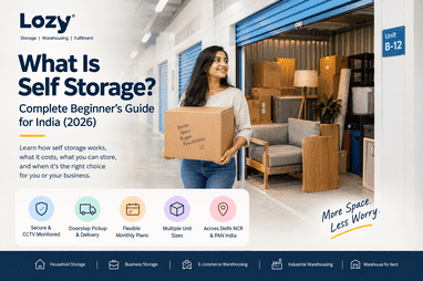 Self storage facility in India showing secure storage units, household belongings, flexible storage space, and warehouse services